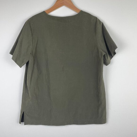 Sporty Savvy Olive Green Suede Texture Women's Top - Size L - Picture 5 of 5